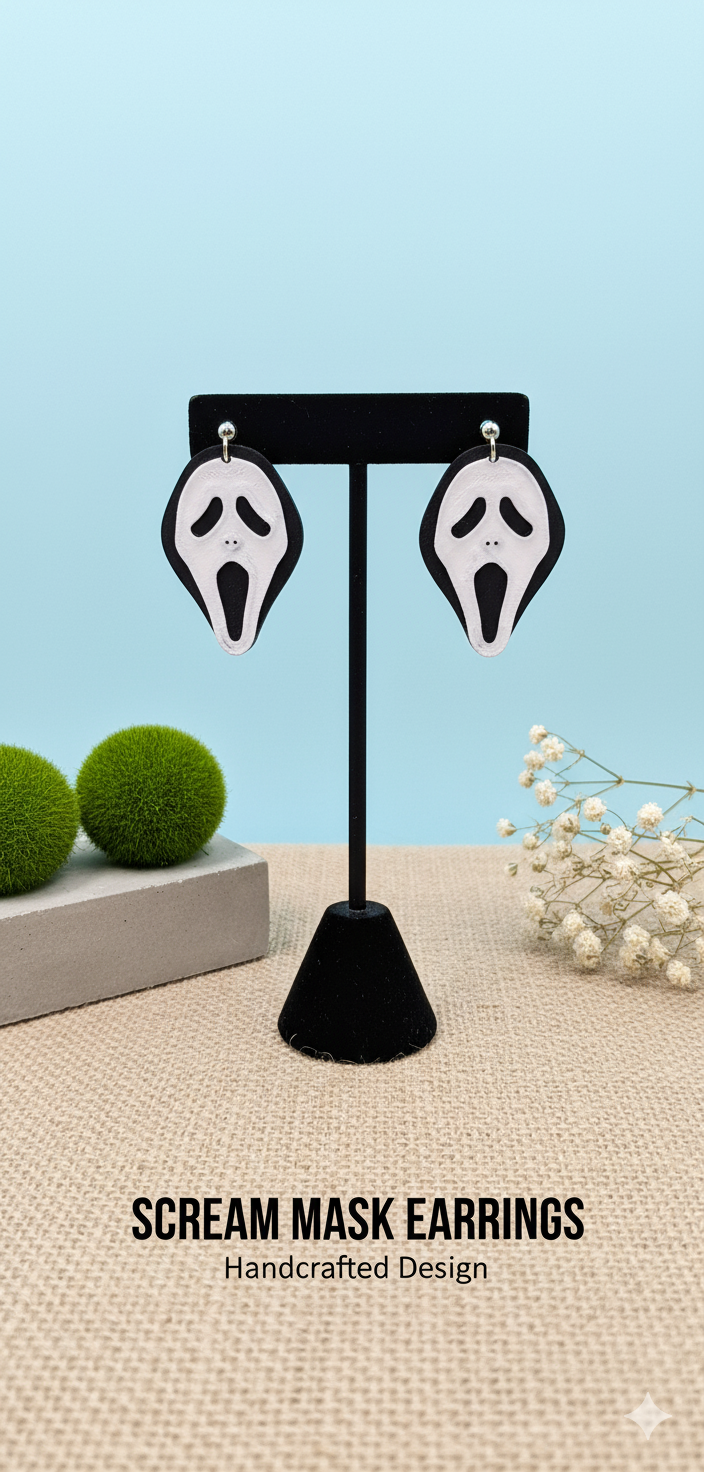 Scream Ghost Face Earrings